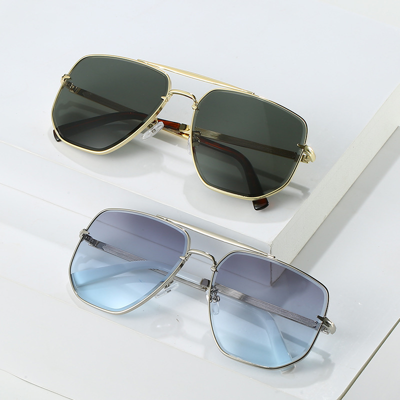 Fashion Square Metal Double Beam Sun Glasses - Image 7