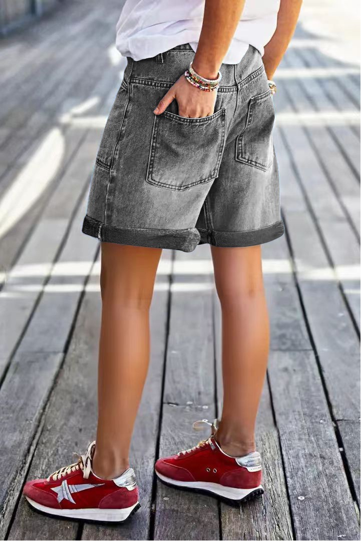 Comfort Stretch Mid-Rise Bermuda Straight-Leg Denim Shorts Comfort Stretch Mid-Rise Bermuda Straight-Leg Denim Shorts