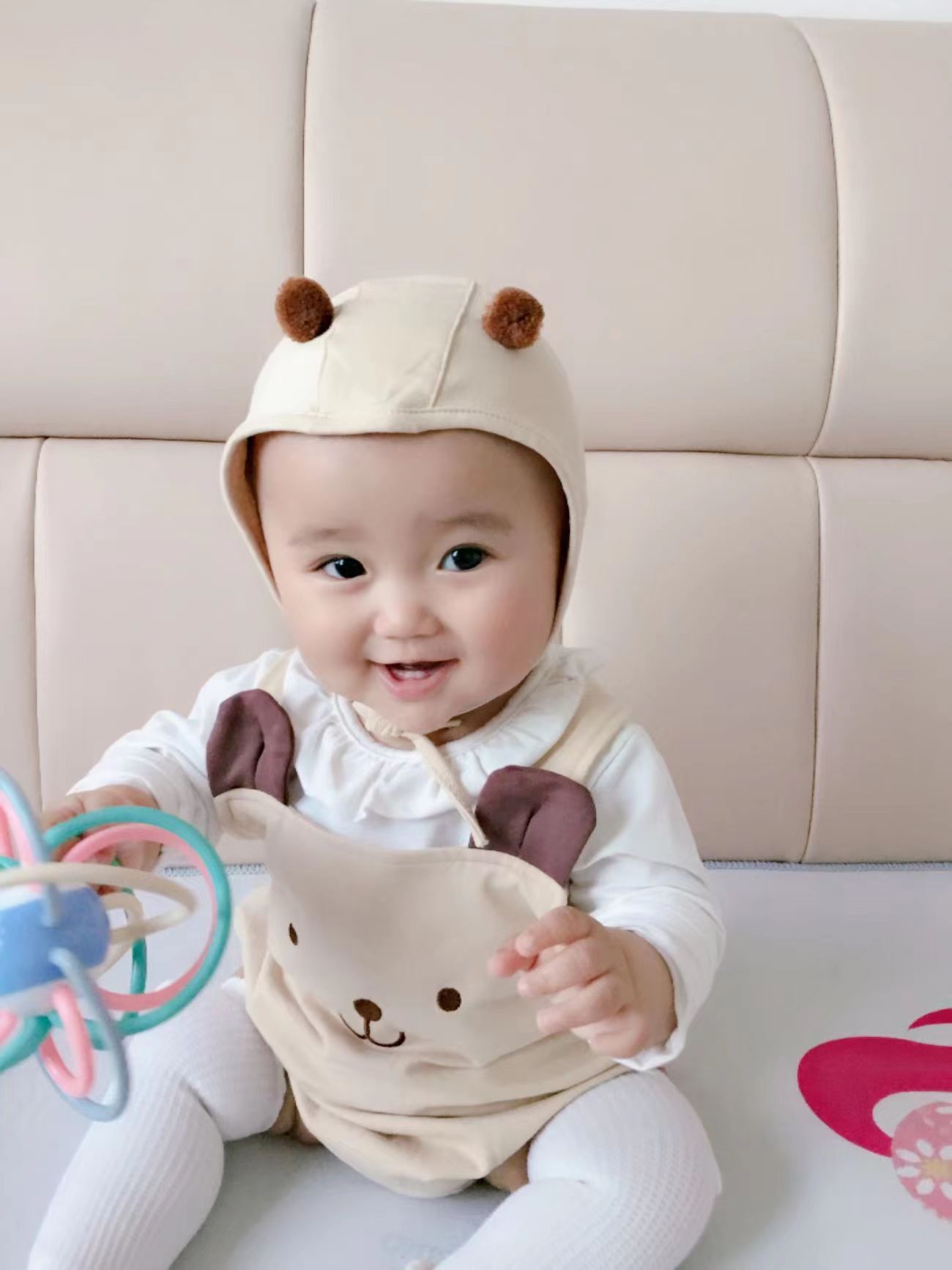 Strap Romper Korean Style Cartoon Embroidered Bear Men And Women Baby Jumpsuits