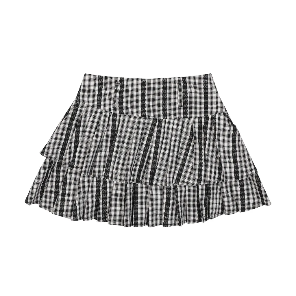 Women's American-style Retro Black And White Plaid Coat Autumn Leisure - Black