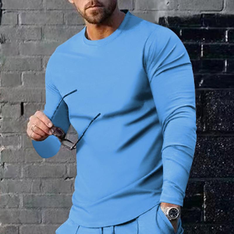 Title 8, Mens long-sleeved solid color top, trendy loos...