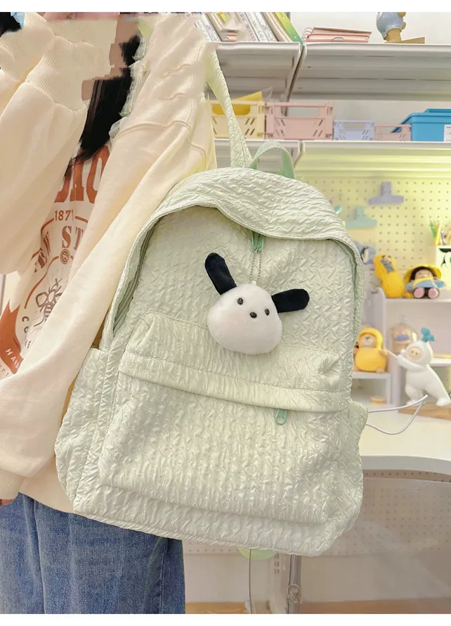 Large Capacity Simple Solid Colour Backpack Middle School Students Backpack - Green