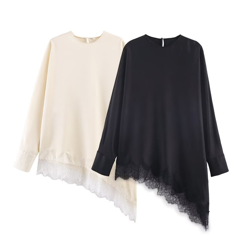 Stylish Chic Loose-fitting Solid-color Asymmetrical Shirt