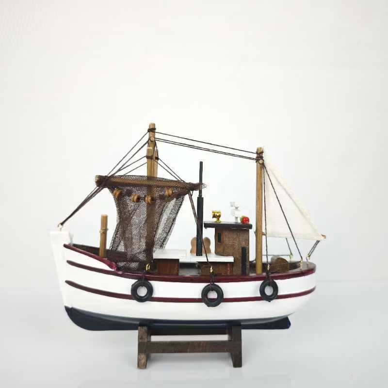 Wooden Fishing Boat Model Ornament, picture 2 of 3