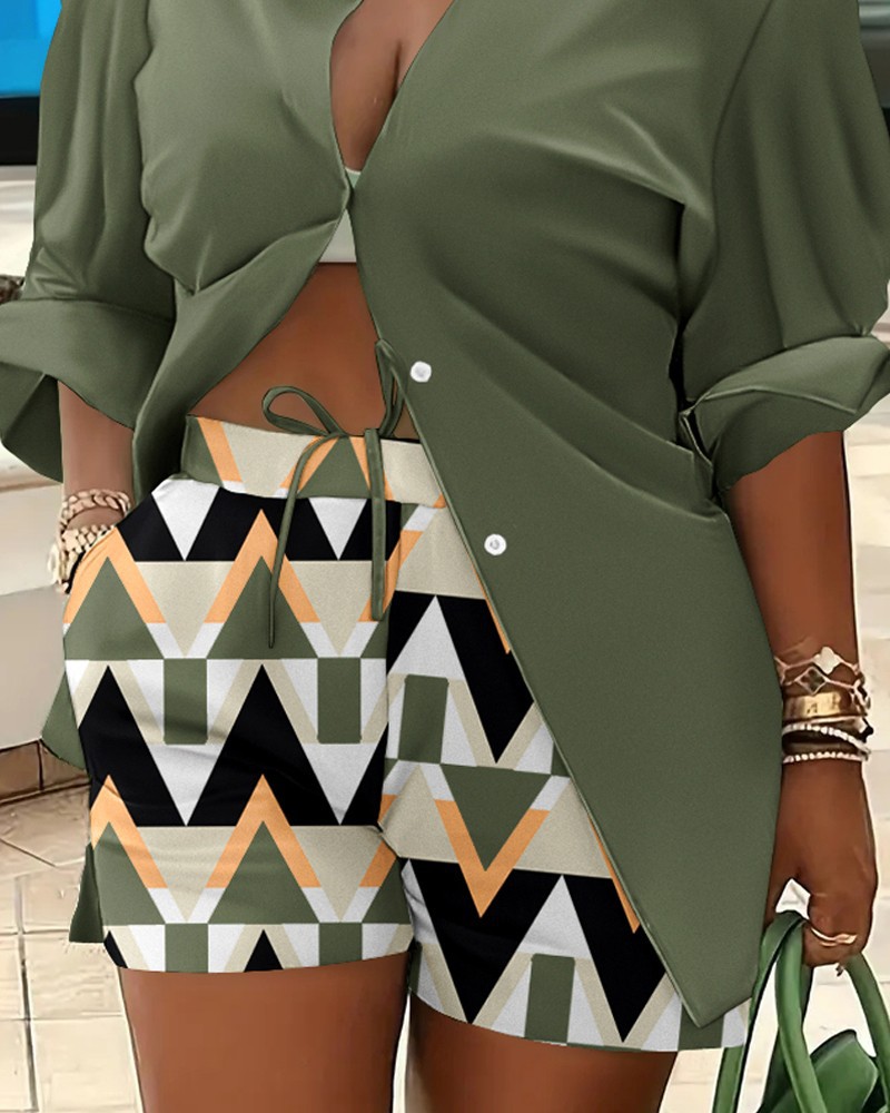 Women's Lace Up Printed Shorts Suit - Image 5