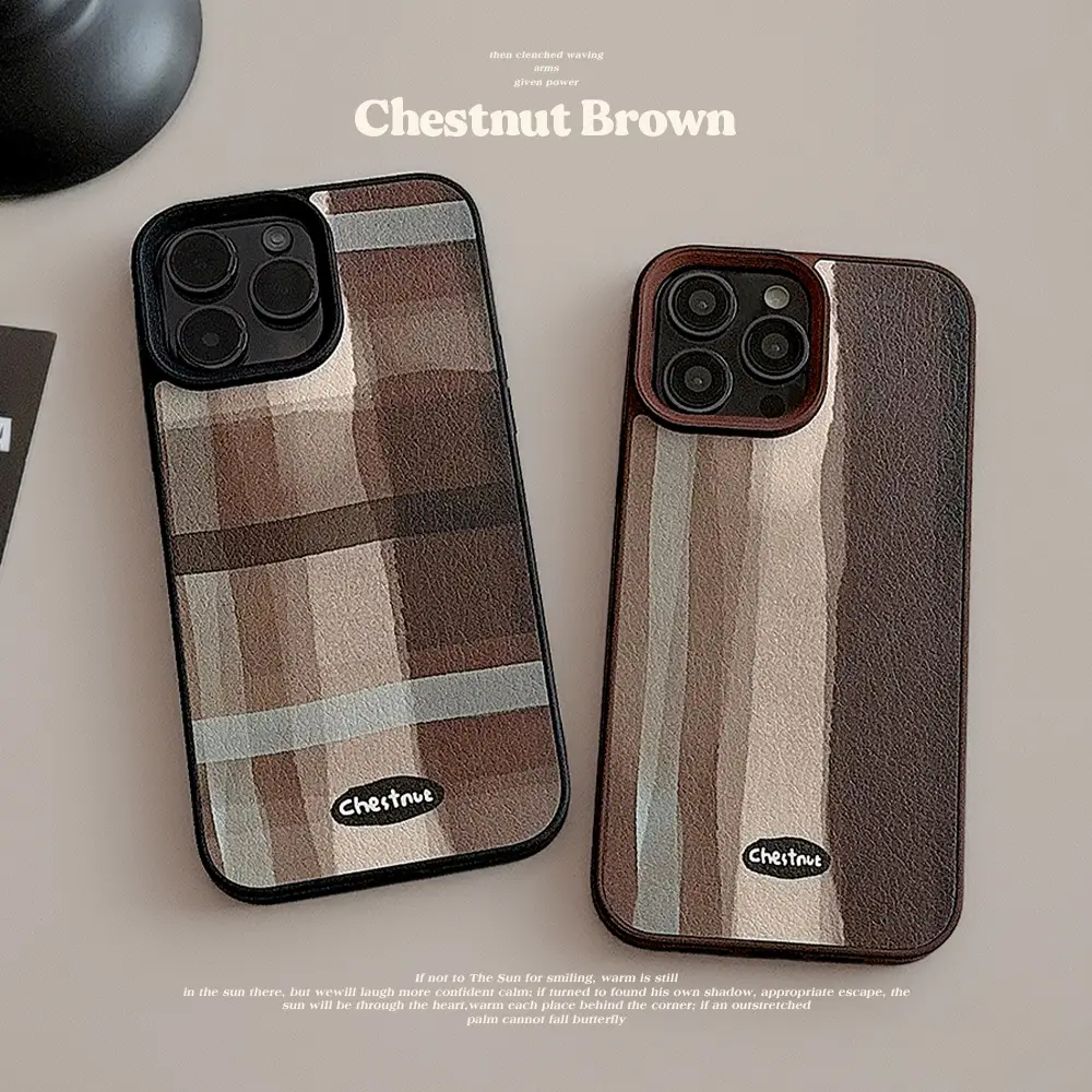 Mid-century Style Phone Case Leather Finish Suitable For