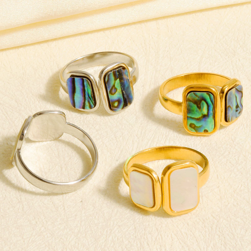 Retro Geometric Shell-Inlaid Ring For Women