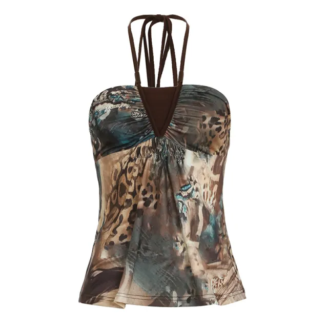 Irregular Short Sling Summer Top For Women 32492 Dark Brown - Shop at LoveMi