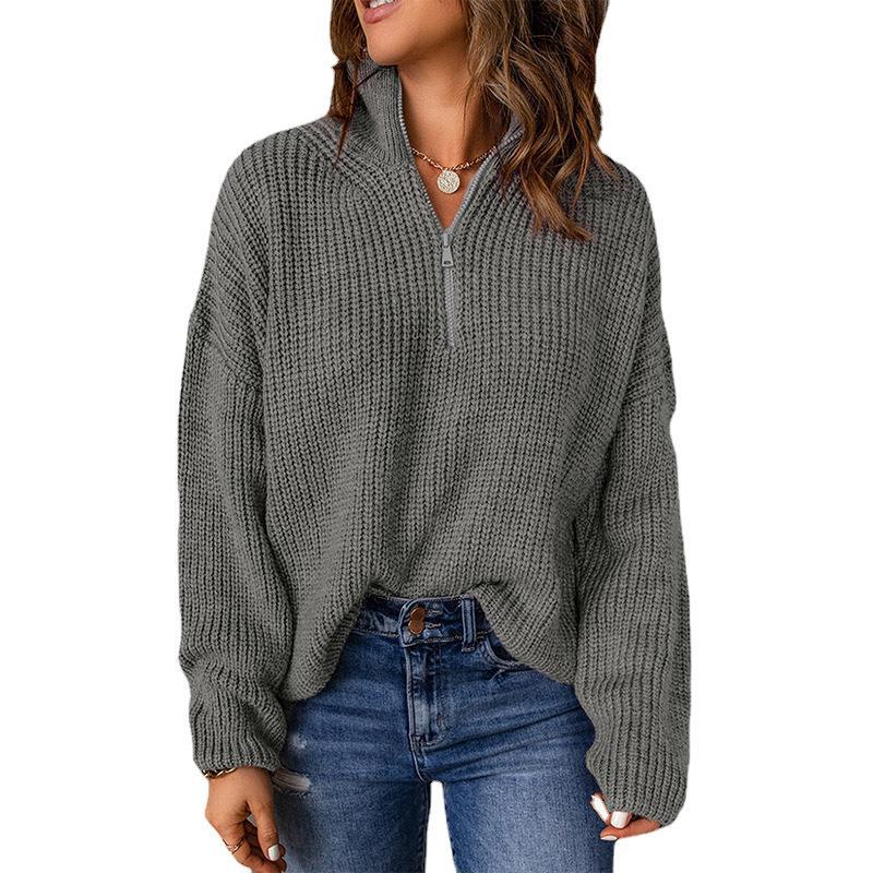 Women's Turtleneck Autumn And Winter Pullover Knitted All matching Sweater Dark Gray - Shop at LoveMi