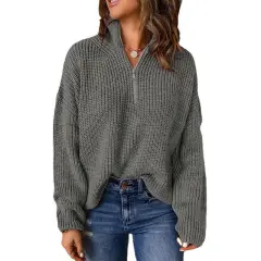 Women's Turtleneck Autumn And Winter Pullover Knitted All-matching Sweater - Dark Grey - View 1