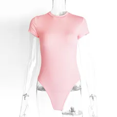 Casual Women's Clothing Short-sleeved Jumpsuit Tight Jumpsuit - Pink - View 1
