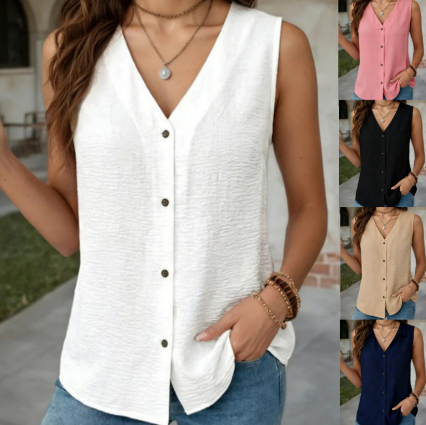 Summer European And American V-neck Sleeveless Vest