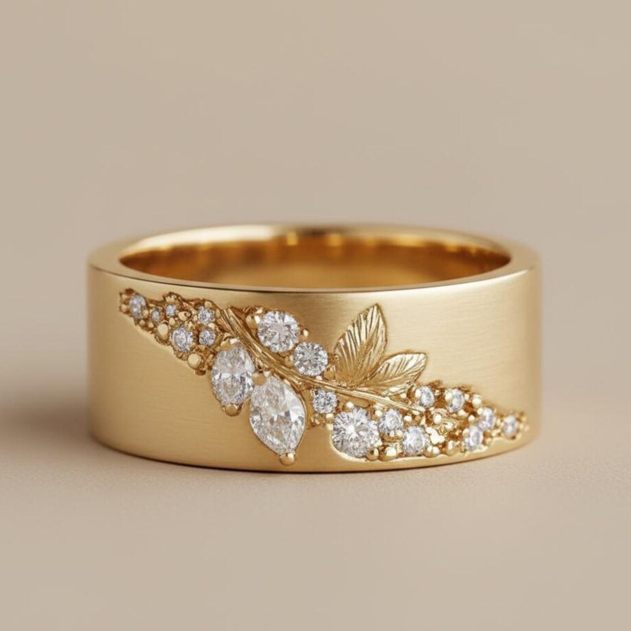 Elegant Leaf And Horse-eye Zircon Ring A Versatile, Stylish Accessory