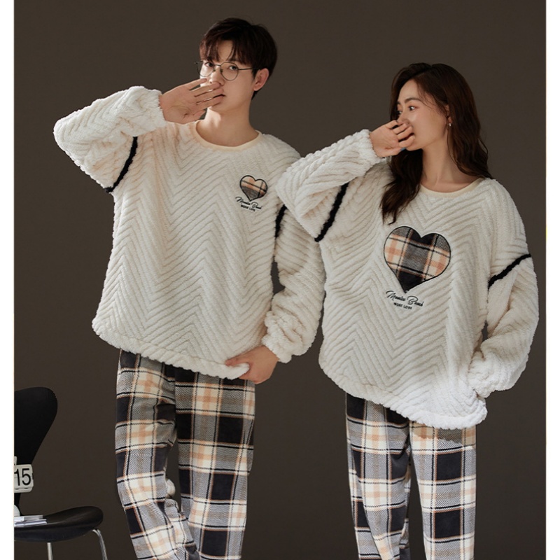 Couple Coral Fleece Thermal Pajamas Women's Long Sleeve Suit - Image 2