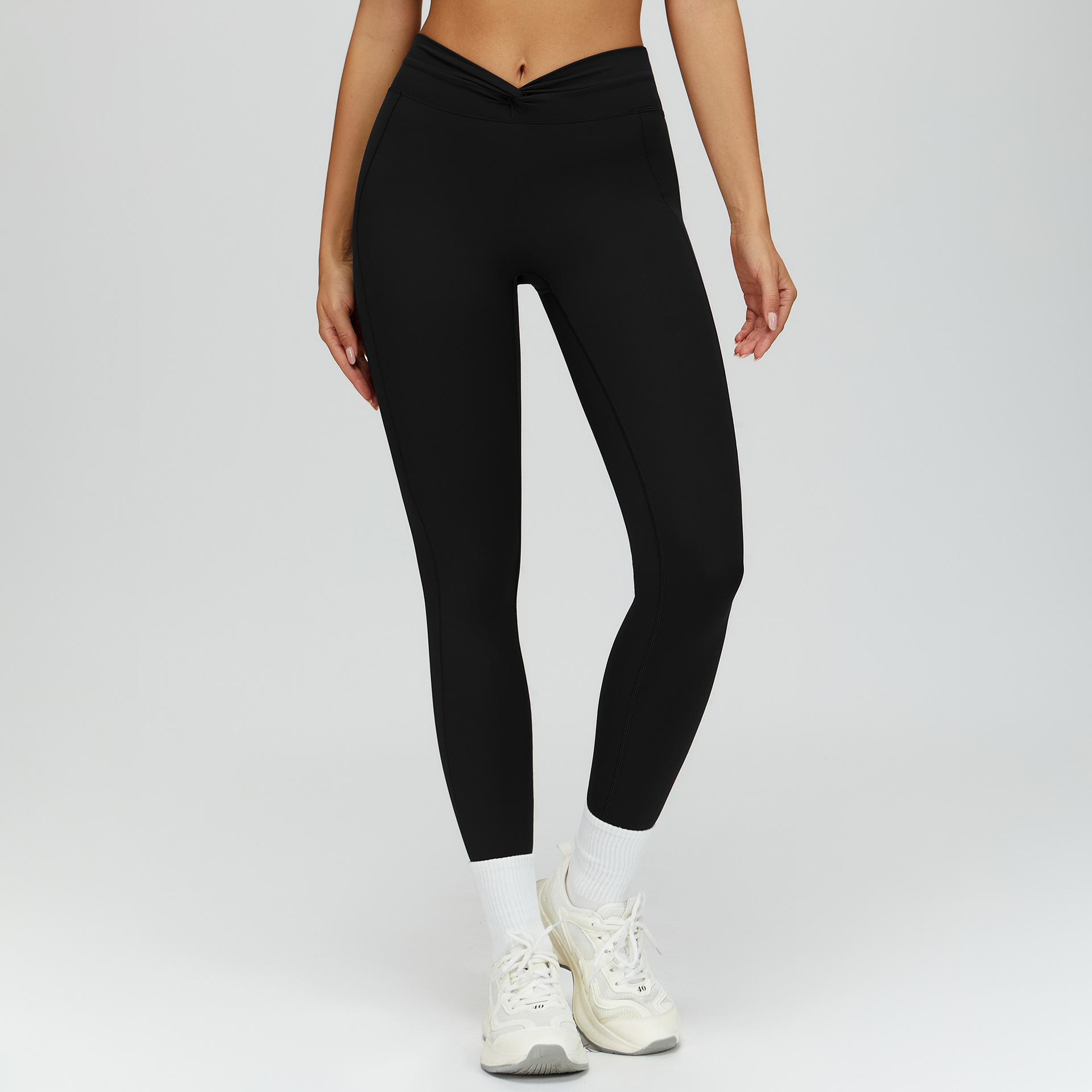 High-Waisted Twisted-Pleat Fitness Pants, picture 2 of 6