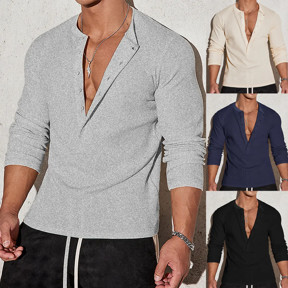 Casual Stand-collar Stretchy Long-sleeve Top