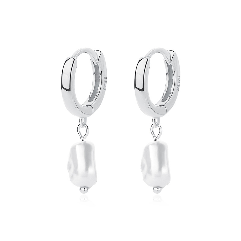 Women's Fashion Temperamental Sterling Silver Vintage Shaped Pearl Earrings