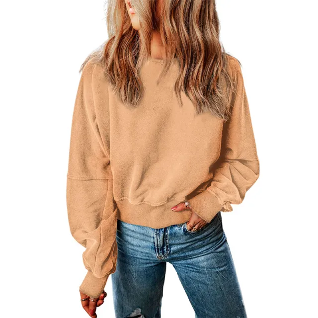 Autumn Backless Round Neck Sweater Khaki - Shop at LoveMi