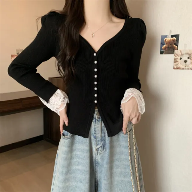 V neck Slim Fit Slimming Long Sleeves Bottoming Shirt Trendy Top Black - Shop at LoveMi