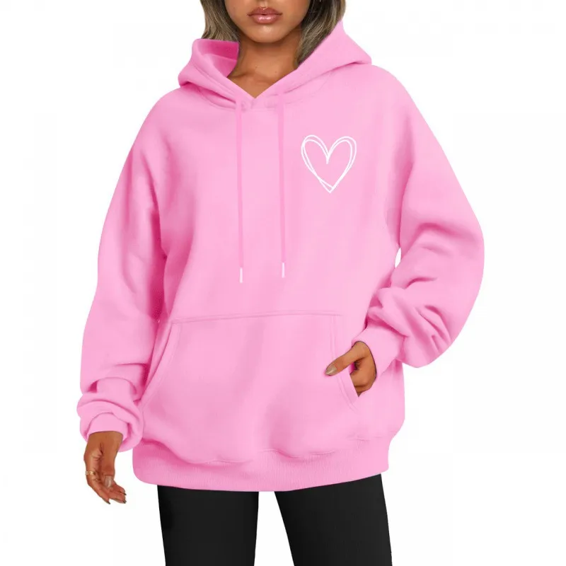Korean Style Hooded Brushed Hoody Women's Casual - Pink