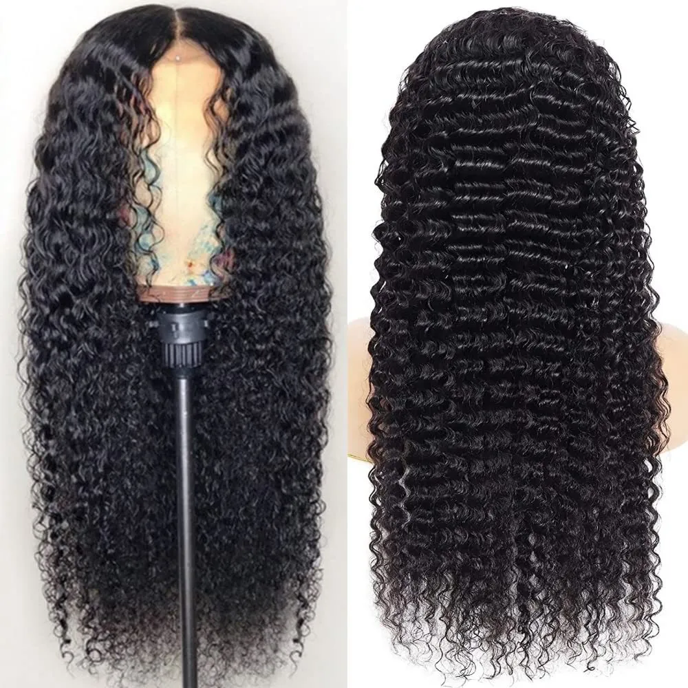Front Lace Human Hair Wig Deep Wave Human Wigs - 75Cm