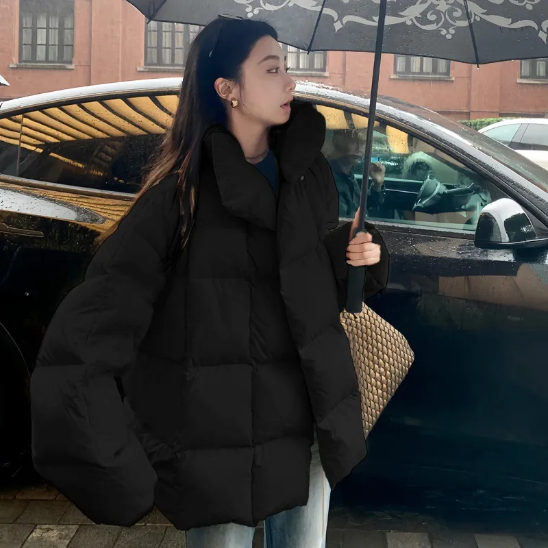 Women's Fashion Loose Thickening Keep Warm Coat - Black