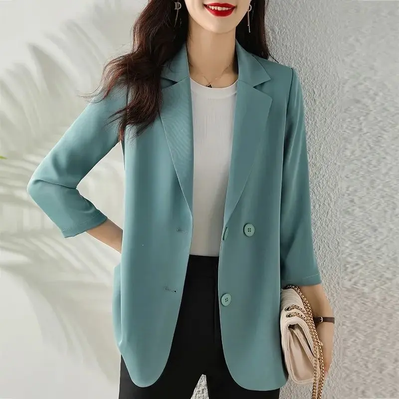 Spring Autumn Lightweight High-end Chiffon Casual Blazer