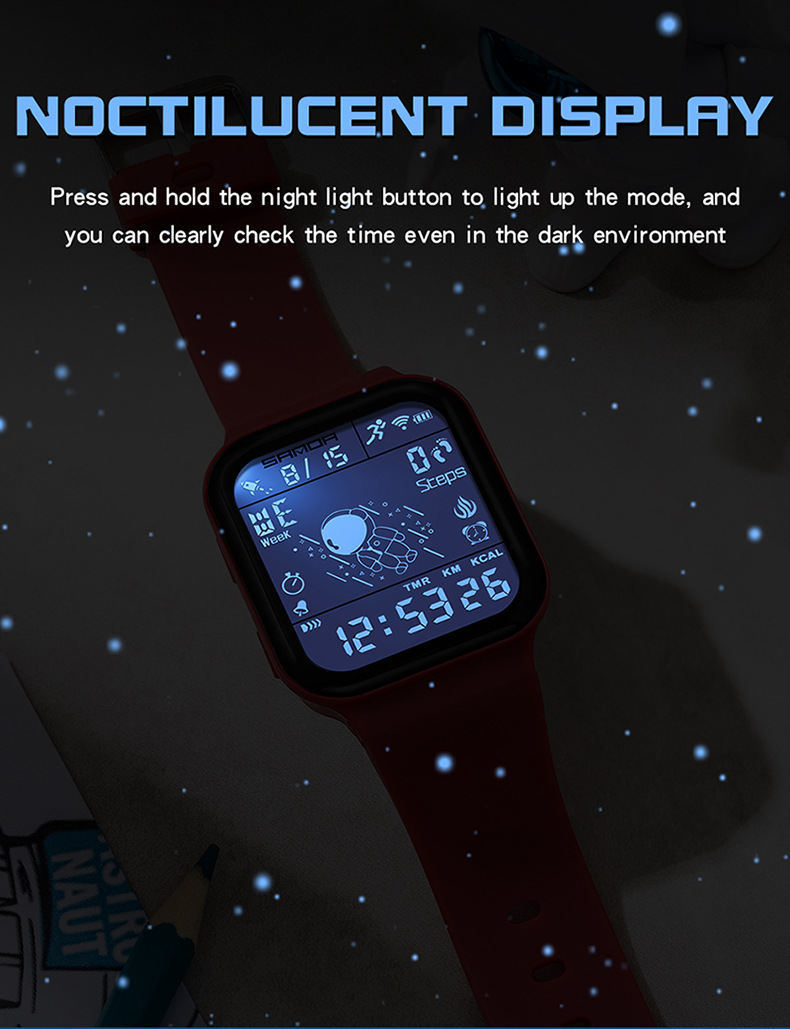 Sanda Digital Waterproof Step Calorie counter Sports watch for Men