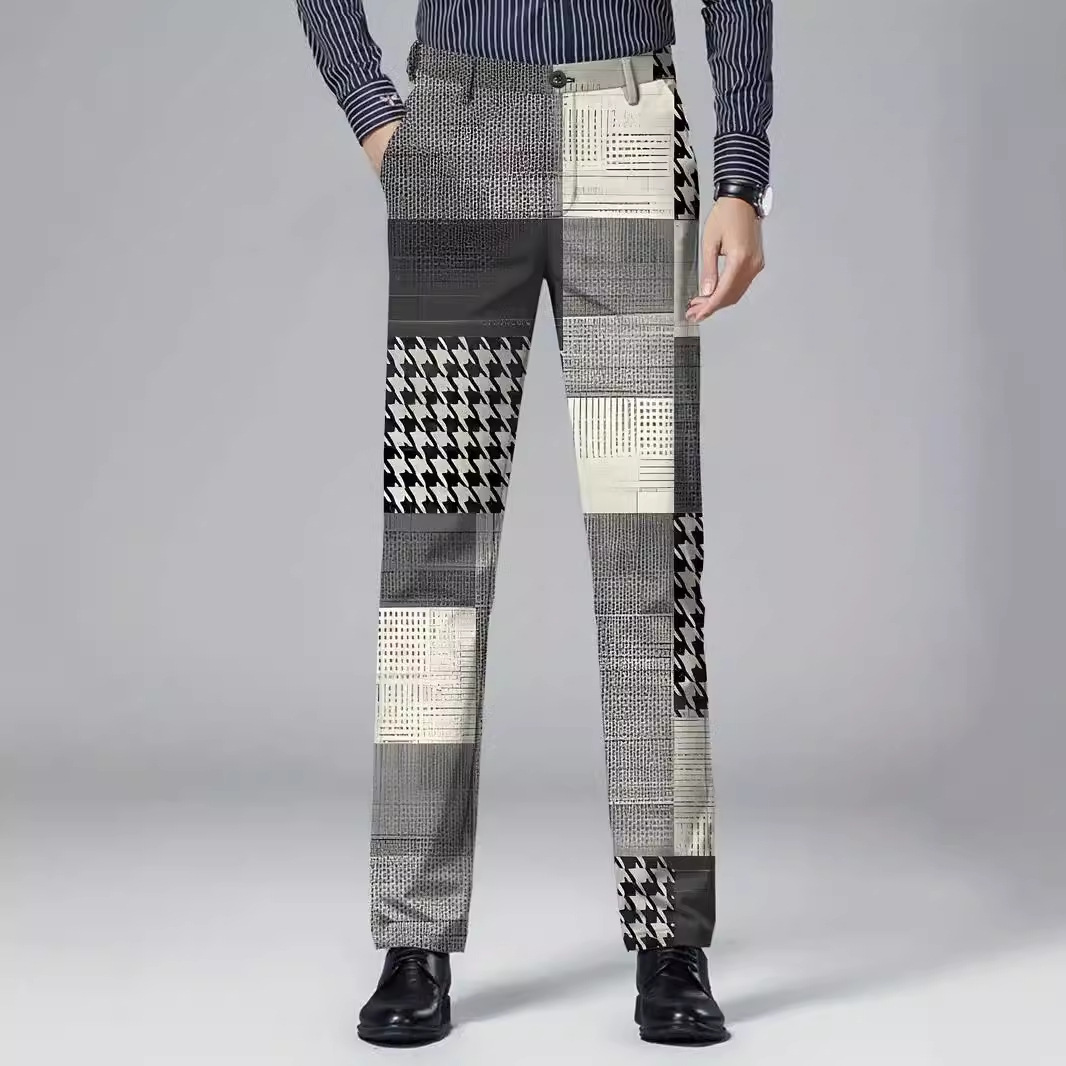 Mens Casual Slim-fit Straight-leg Dress Pants