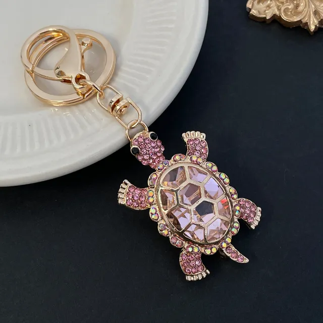 Color Diamond Metal Cute Turtle Car Key Ring Pink - Shop at LoveMi
