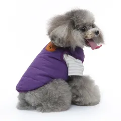 Pet Supplies Dog Breast Collar Winter Clothing Cotton Coat Chest And Back Traction - Dz257 Purple 2Pc Set - View 1