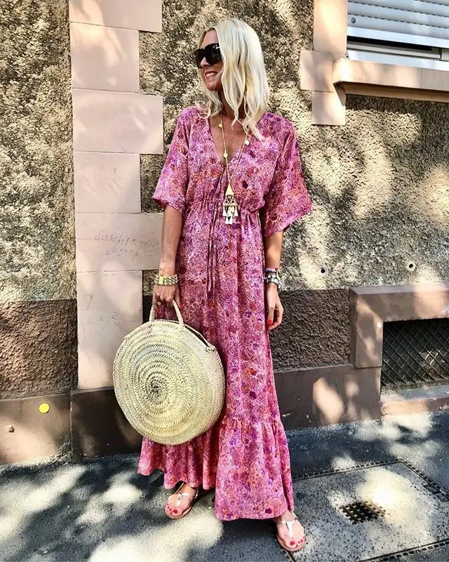 Fashion Waist-controlled Lace Printing Holiday Dress Women