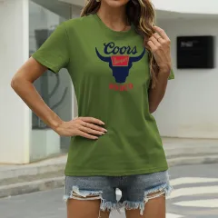 Printed Bull Plus Size Cotton Round Neck Short Sleeve T-shirt - Green - View 1