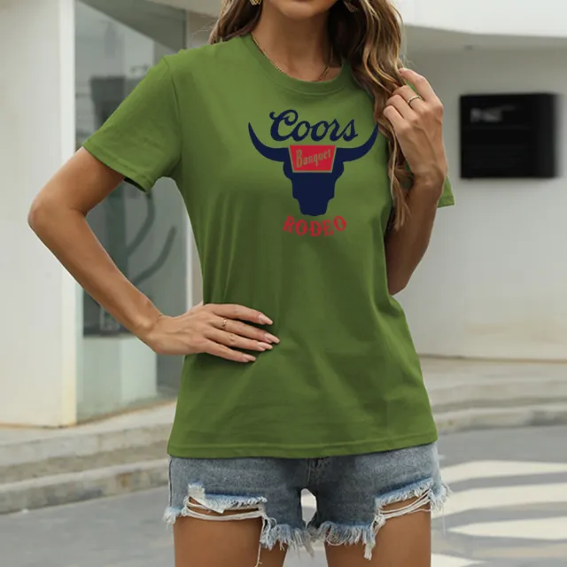 Printed Bull Plus Size Cotton Round Neck Short Sleeve T shirt Green - Shop at LoveMi