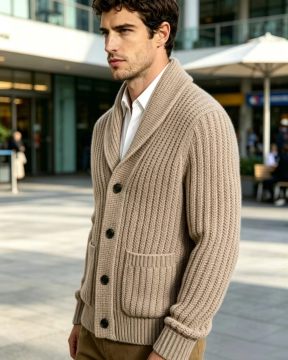 New Mens Striped Knitted Cardigan Jacket