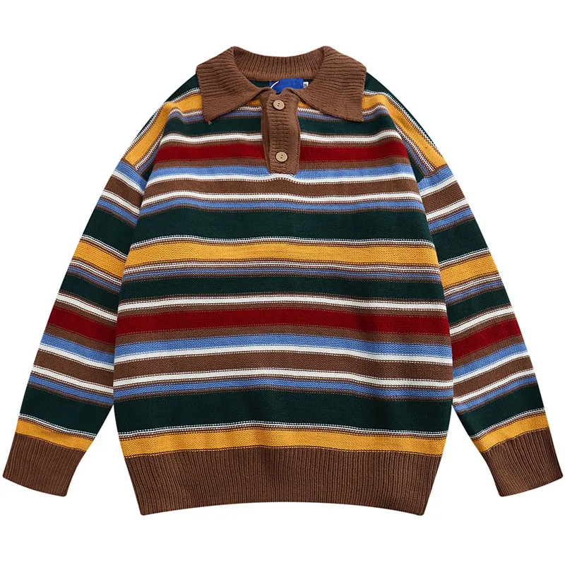 Fashion Rainbow Striped Sweater For Women - Stripes