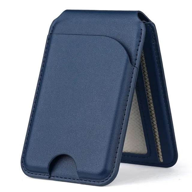 Rotating Shaft Folding Magnetic Card Holder Mobile Phone Bracket Dark Blue - Shop at LoveMi