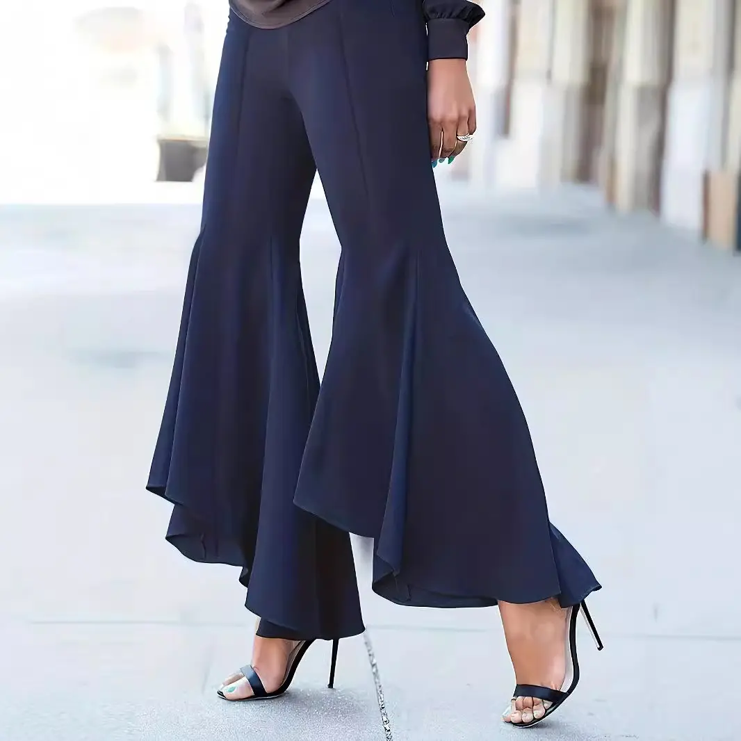 Womens Casual Solid-color Plus-size Flared Shorts
