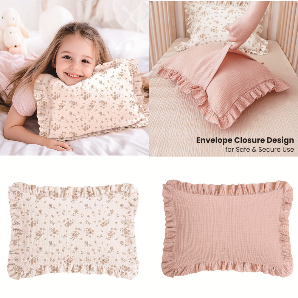 Breathable Cotton Gauze Ruffle Pillowcase For Children