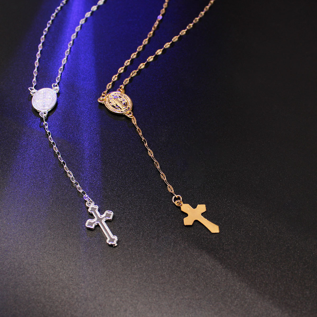 Three-color Cross Virgin Necklace European And American Ladies Fashion