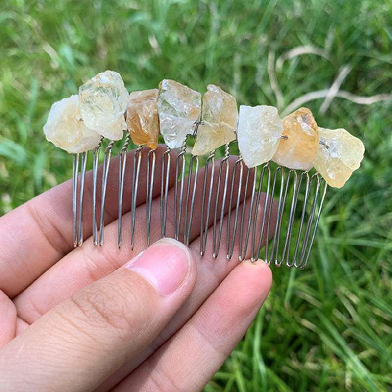 Natural Crystal Irregular Gravel 20 Teeth Hair Comb Hair Accessories