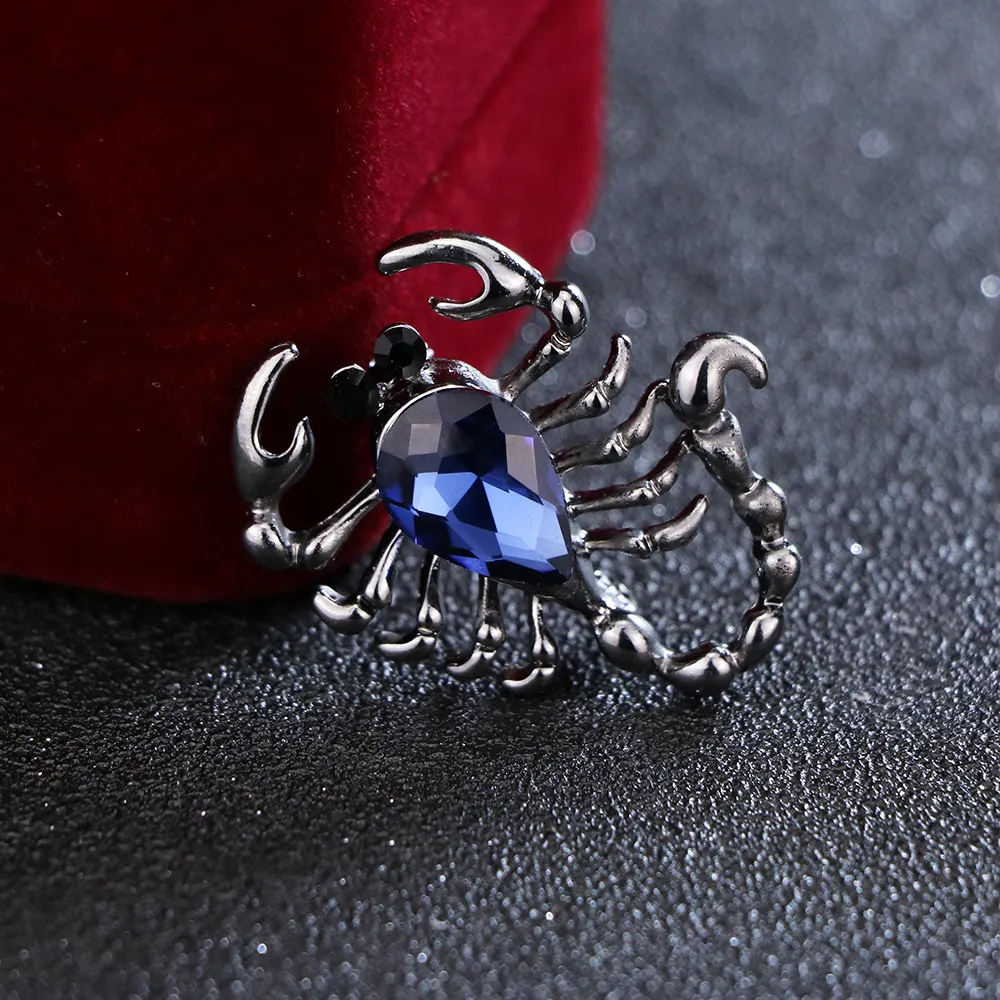 South Korea Scorpion Crystal Pin For Men And Women Korean Style All-match Corsage Brooch - Ink Blue Diamond