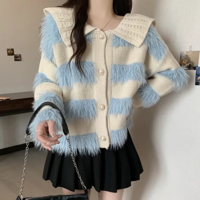 Sweater Coat For Women Autumn And Winter Mink Fur Light Blue - Shop at LoveMi