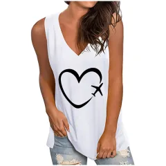 Women's New Sleeveless Camisole Heart Printing Vest - White - View 1