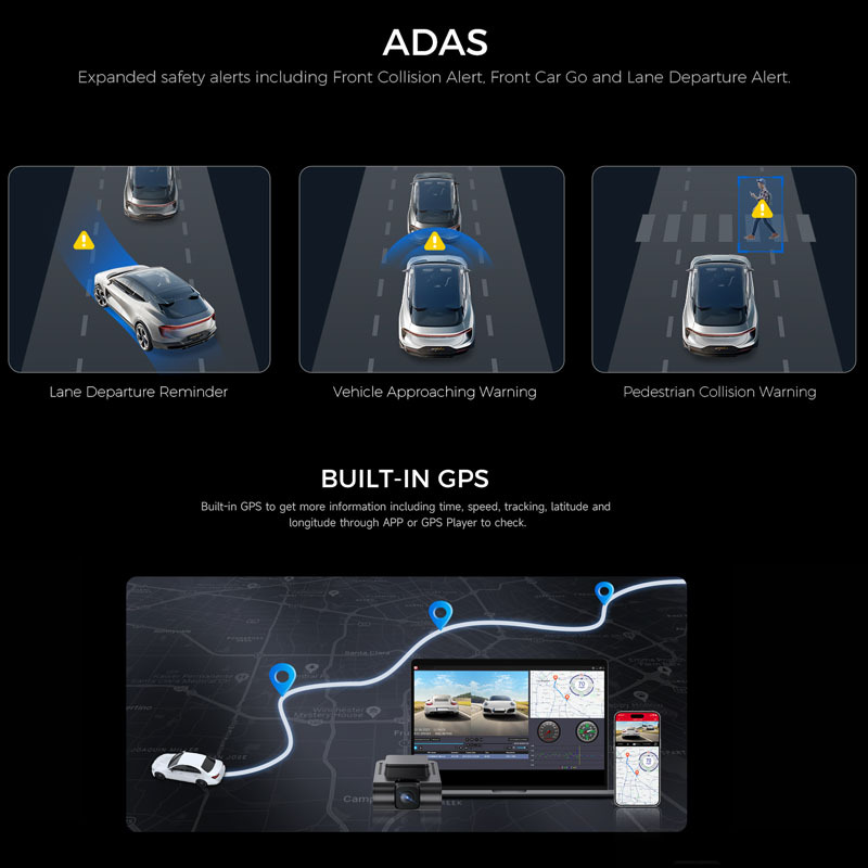 Dual-Lens Dash Cam V620 Night Vision Wide-Angle 4K