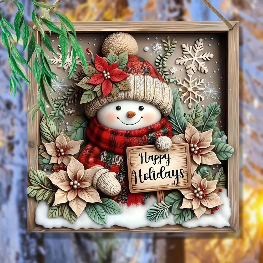 Plane Wood Carving Snowman Scene Wooden