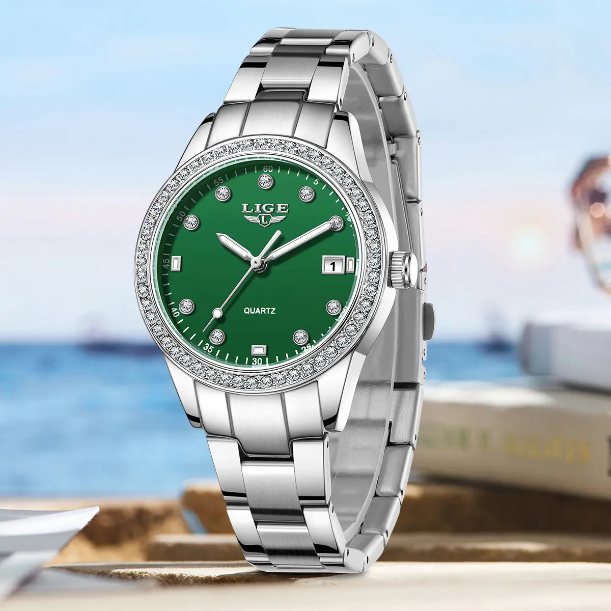 Fashion Girl Quartz Watch Diamond-encrusted Multifunctional Waterproof