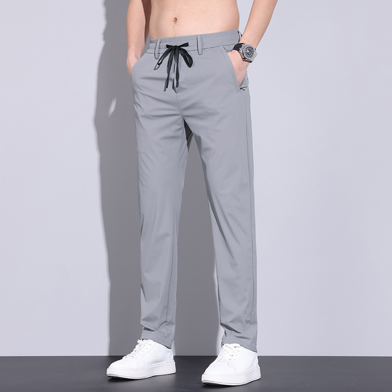 Summer Lightweight Ice-silk Pants Loose Straight Fit