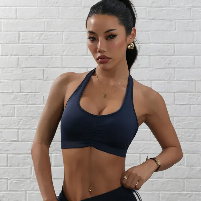 Camisole Women's Chest Pad Sports Bra Dark Blue - Shop at LoveMi