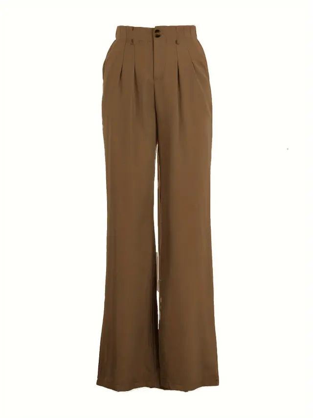 Women's High waisted Straight leg Loose fit Versatile Casual Pants Brown - Shop at LoveMi